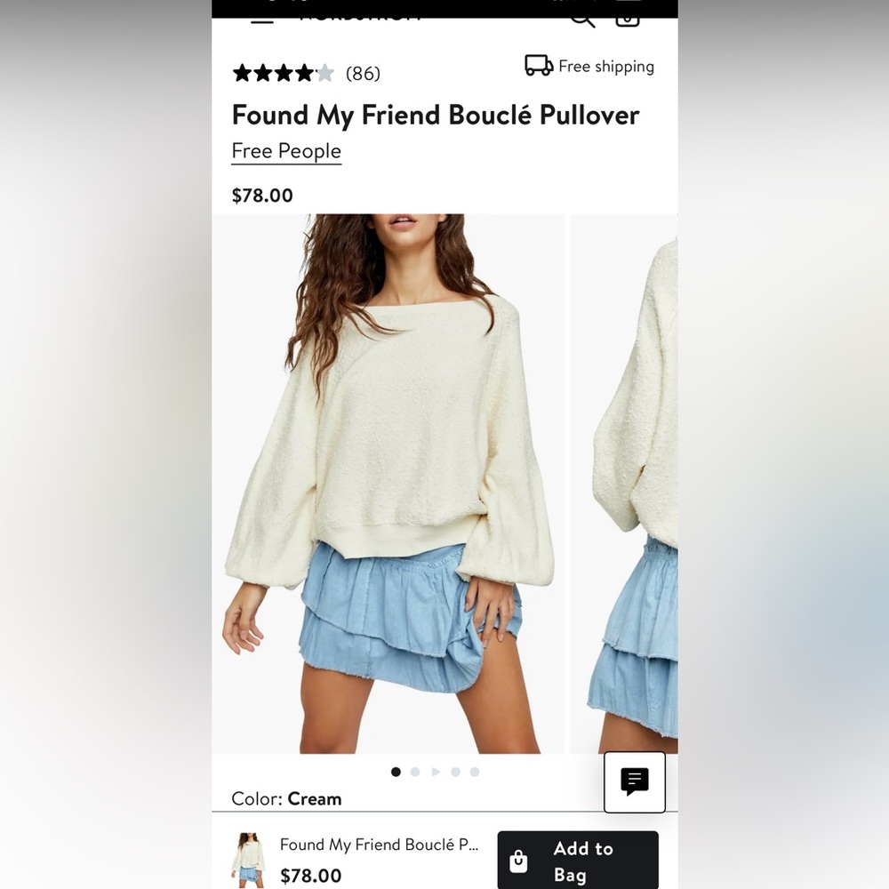 Pink free people bouclé pullover